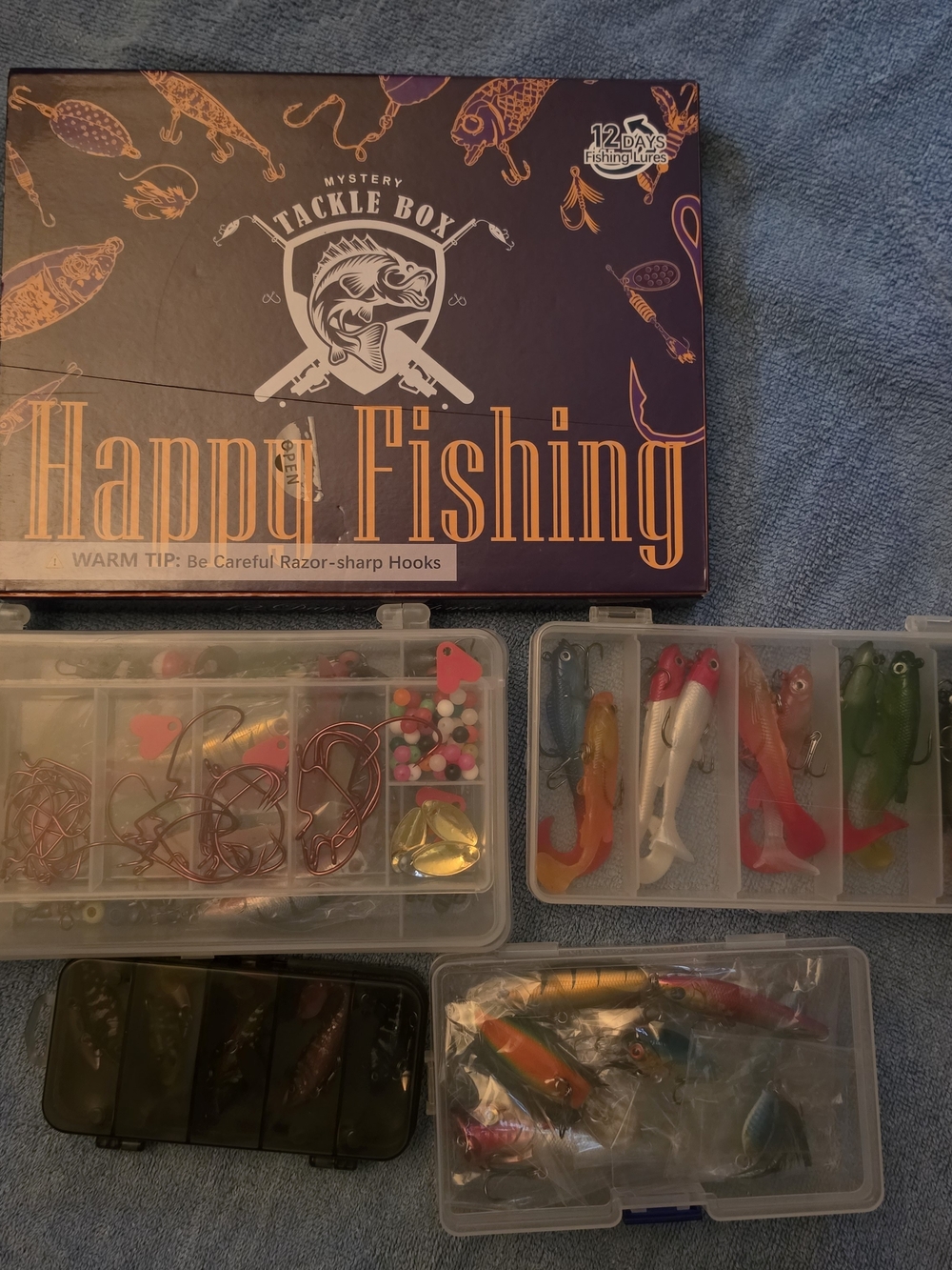 Mystery Tackle Box Happy Fishing Lures - Multicolor 5 Boxes All New
